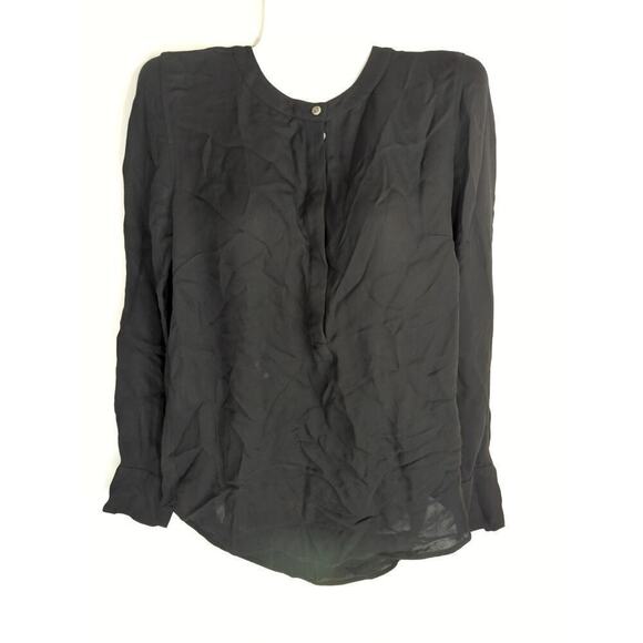 J.‎ Crew Black Viscose Long Sleeve Half Button Long Sleeve Shirt Women's Small - Picture 1 of 10